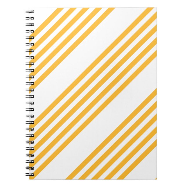 Sunny yellow and white five stripe pattern notebook (Front)