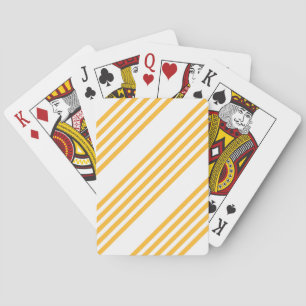 Sunny yellow and white five stripe pattern playing cards