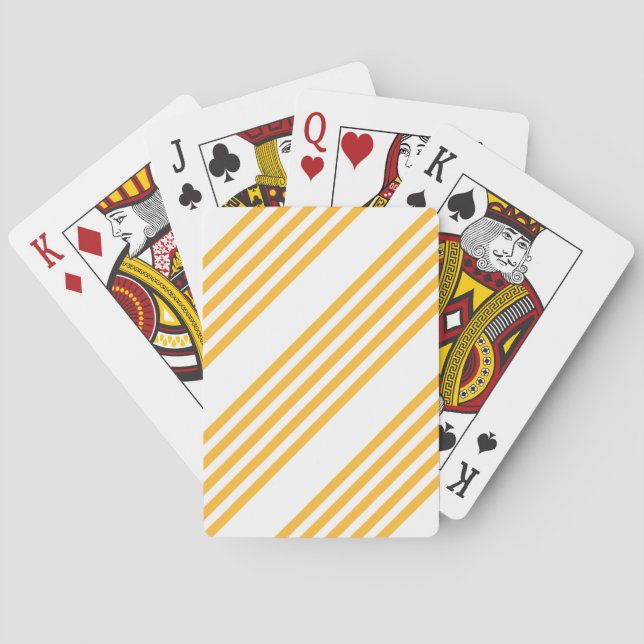 Sunny yellow and white five stripe pattern playing cards (Back)
