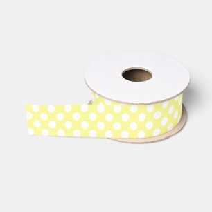 Sunny Yellow and White Polka Dot Ribbon Grosgrain Ribbon