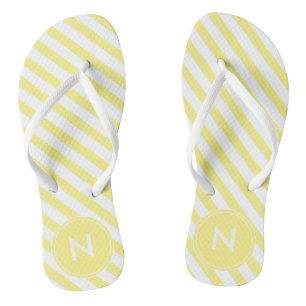 Sunny Yellow and White Striped and Monogrammed  Jandals