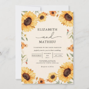 Sunny Yellow Botanical Arch Wedding Invitation