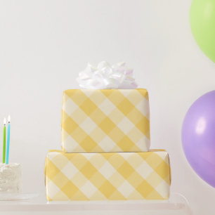 Sunny Yellow Chequered Pattern Wrapping Paper