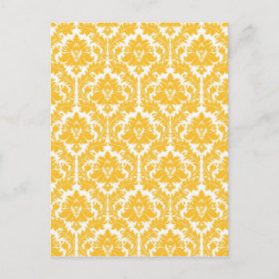 Sunny Yellow Damask Postcard