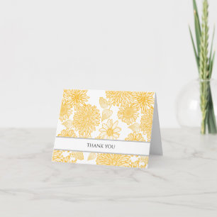 Sunny Yellow Dasies & Dahlias   Folded Thank You Card