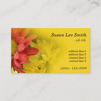 sunny yellow floral business cards. Daisy flowers Card