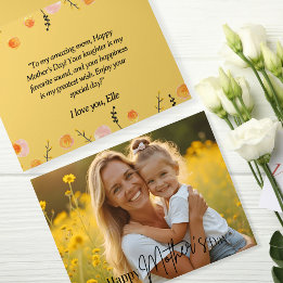 Sunny Yellow Floral Frame Mother's Day Photo Card