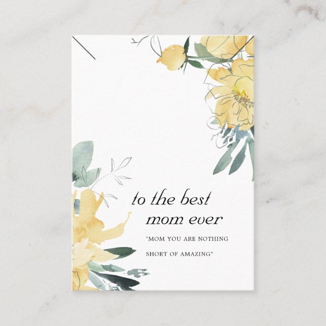 SUNNY YELLOW FLORAL MOM GIFT NECKLACE DISPLAY CARD (Front)