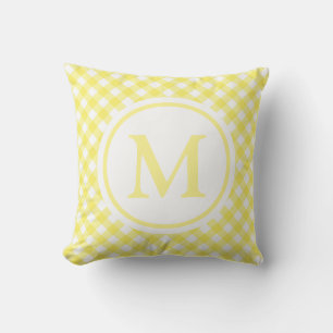 Sunny Yellow Gingham Monogram Cushion