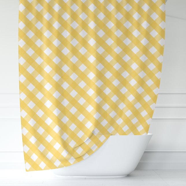 Sunny Yellow Gingham  Shower Curtain (Creator Uploaded)