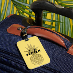 Sunny Yellow Gold Aloha Pineapple Luggage Tag