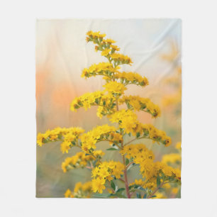 Sunny Yellow Goldenrod Bloom Fleece Blanket