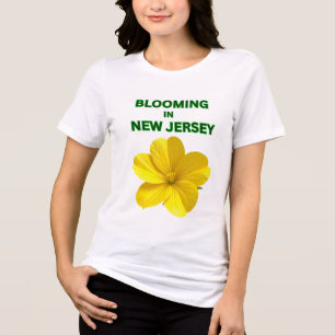 SUNNY YELLOW HISBISCUS WHITE FLORAL SPRING WOMEN'S Tri-Blend SHIRT
