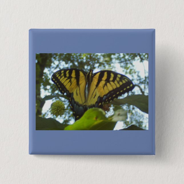 Sunny Yellow Monarch 15 Cm Square Badge (Front)