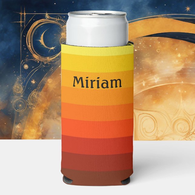  Sunny Yellow Ombre Add Your Name Tall Seltzer Can Cooler (Creator Uploaded)