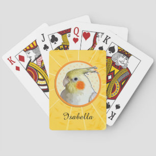 Sunny Yellow Orange Cockatiel Circle Pet Bird Name Playing Cards