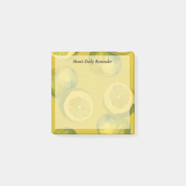 Sunny Yellow Painterly Lemon Mum Reminder Post-it Notes (Front)