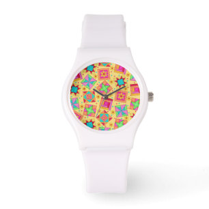 Sunny Yellow Patchwork Quilt Art Blocks Watch