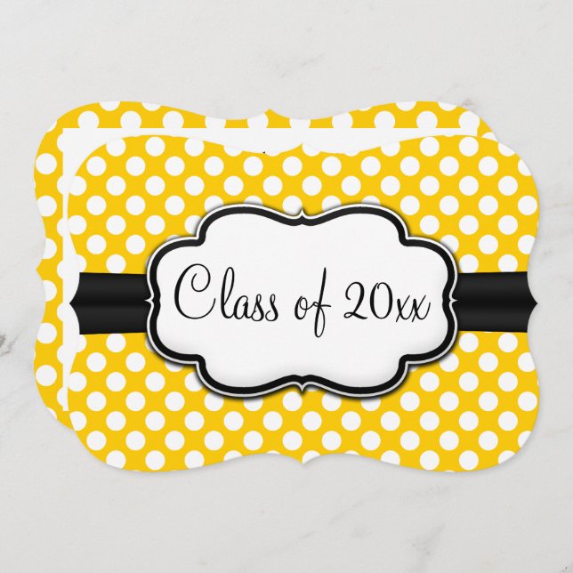 Sunny Yellow Polka Dot Graduation/Party Invitation (Front/Back)
