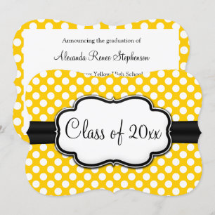 Sunny Yellow Polka Dot Graduation/Party Invitation