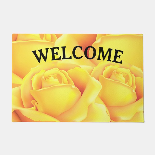 Sunny Yellow Rose Doormat (Front)