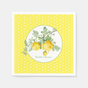Sunny Yellow Roses Elegant Floral Wedding Napkin