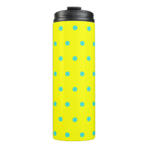Sunny Yellow Turquoise Blue Polka Dots Thermal Tumbler