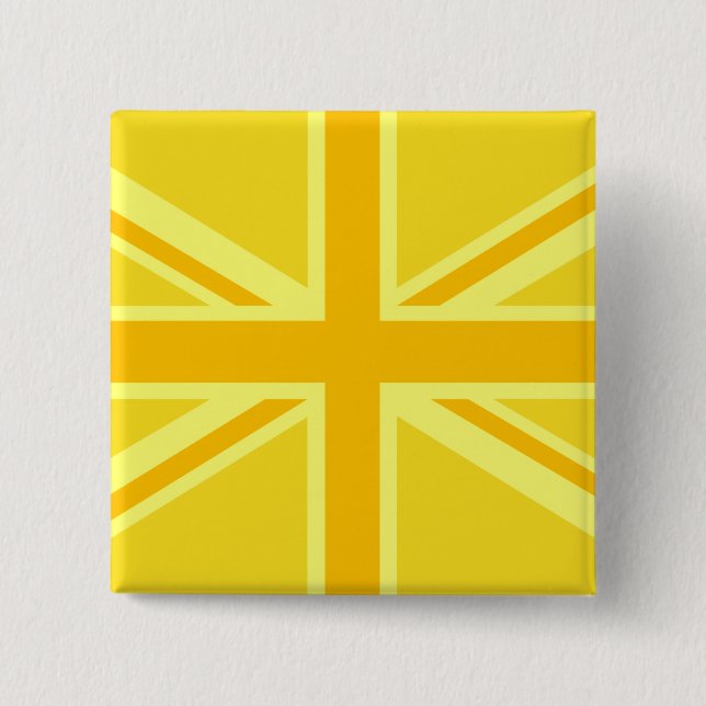 Sunny Yellow Union Jack British Flag Decor 15 Cm Square Badge (Front)