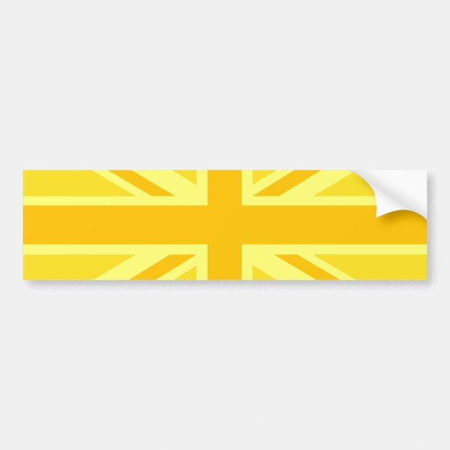 Sunny Yellow Union Jack British Flag Decor Bumper Sticker (Front)