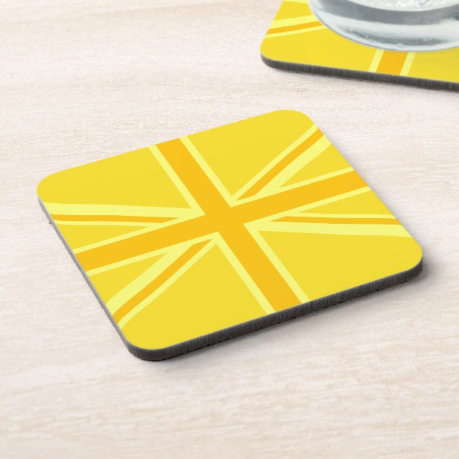 Sunny Yellow Union Jack British Flag Decor Coaster (Left Side)