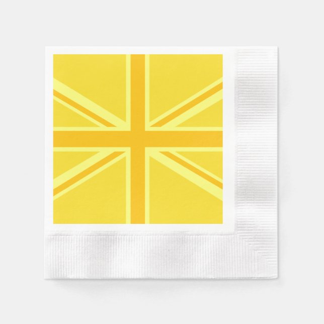 Sunny Yellow Union Jack British Flag Decor Napkin (Front)