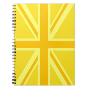 Sunny Yellow Union Jack British Flag Decor Spiral Notebook