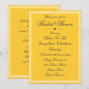 Sunny Yellow Wedding Black Script Bridal Shower Invitation