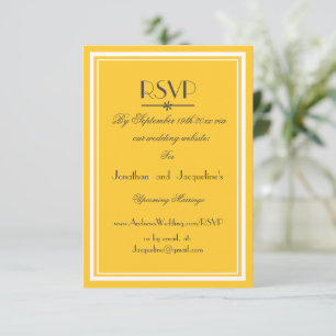 Sunny Yellow Wedding Chic White Script WS RSVP Card