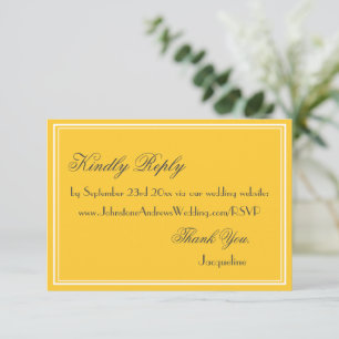 Sunny Yellow Wedding Simple Black Script WS RSVP Enclosure Card
