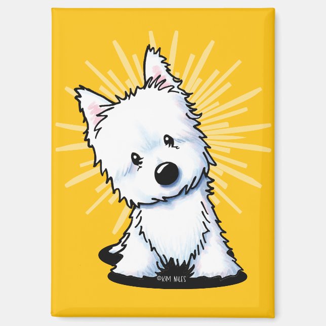Sunny Yellow Westie Terrier Magnet (Front)