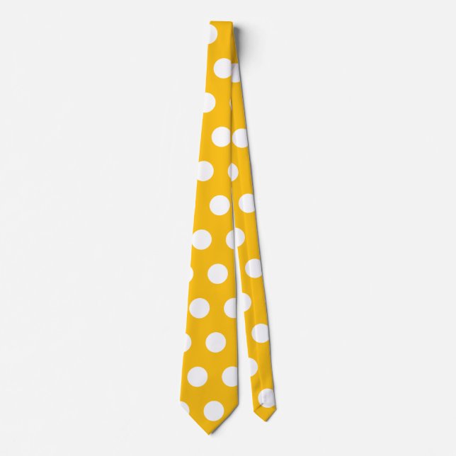 Sunny Yellow White Polka Dot Pattern Art Tie (Front)