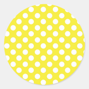 Sunny Yellow & White Polka Dots Birthday Party Classic Round Sticker