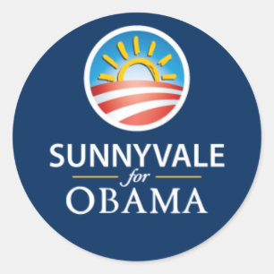 Sunnyvale for Obama Round Sticker - Blue