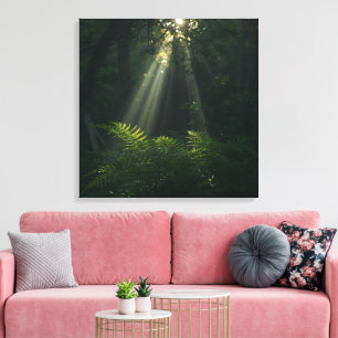 Sunrays in Enchanted Forest Wall Art Serene