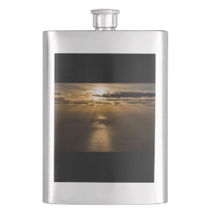 Sunrise above the Atlantic ocean Hip Flask