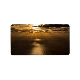 Sunrise above the Atlantic ocean Label