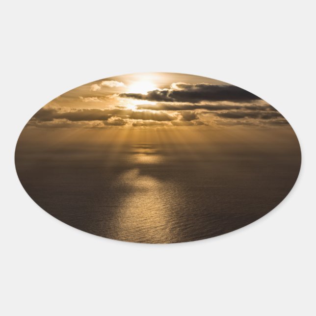 Sunrise above the Atlantic ocean Oval Sticker (Front)