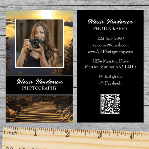 Sunrise Above The Clouds 1-Photo White Script Business Card