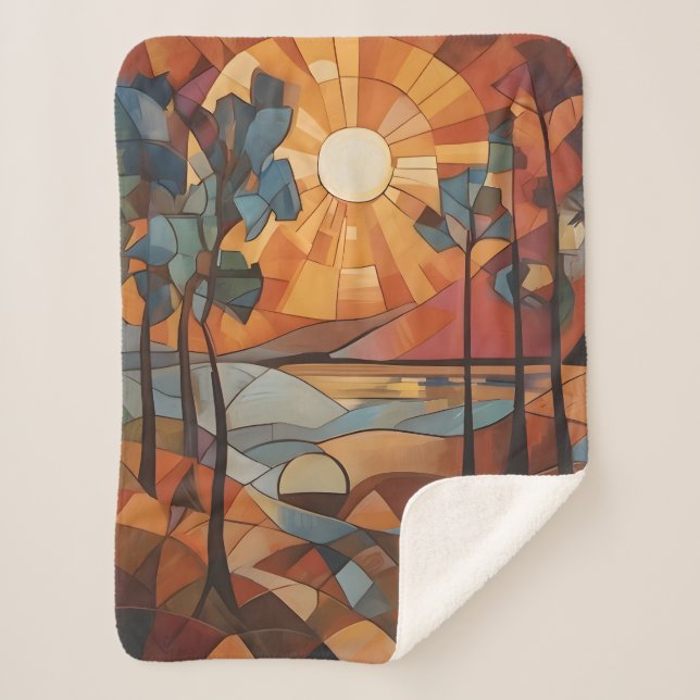 Sunrise - abstract sherpa blanket (Front)