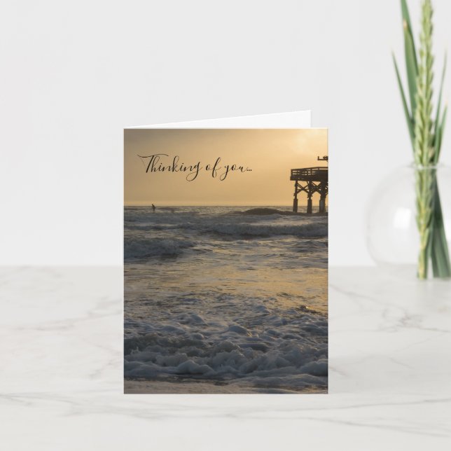 Sunrise and Paddleboarding Thinking Of You Card (Front)