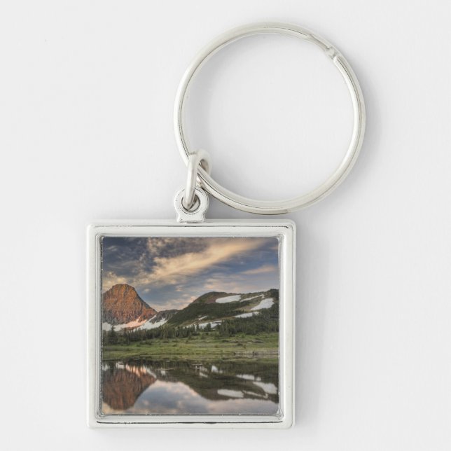 Sunrise and reflection, Glacier National Park, Key Ring (Front)