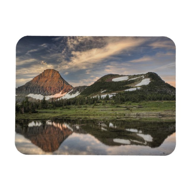 Sunrise and reflection, Glacier National Park, Magnet (Horizontal)
