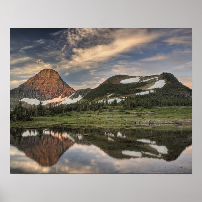 Sunrise and reflection, Glacier National Park, Poster (Front)