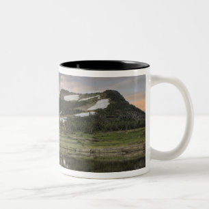Sunrise and reflection, Glacier National Park, Two-Tone Coffee Mug